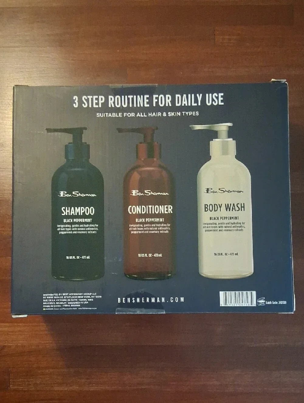 Ben Sherman Black Peppermint Shower Bundle For Men Shampoo Conditioner Body Wash